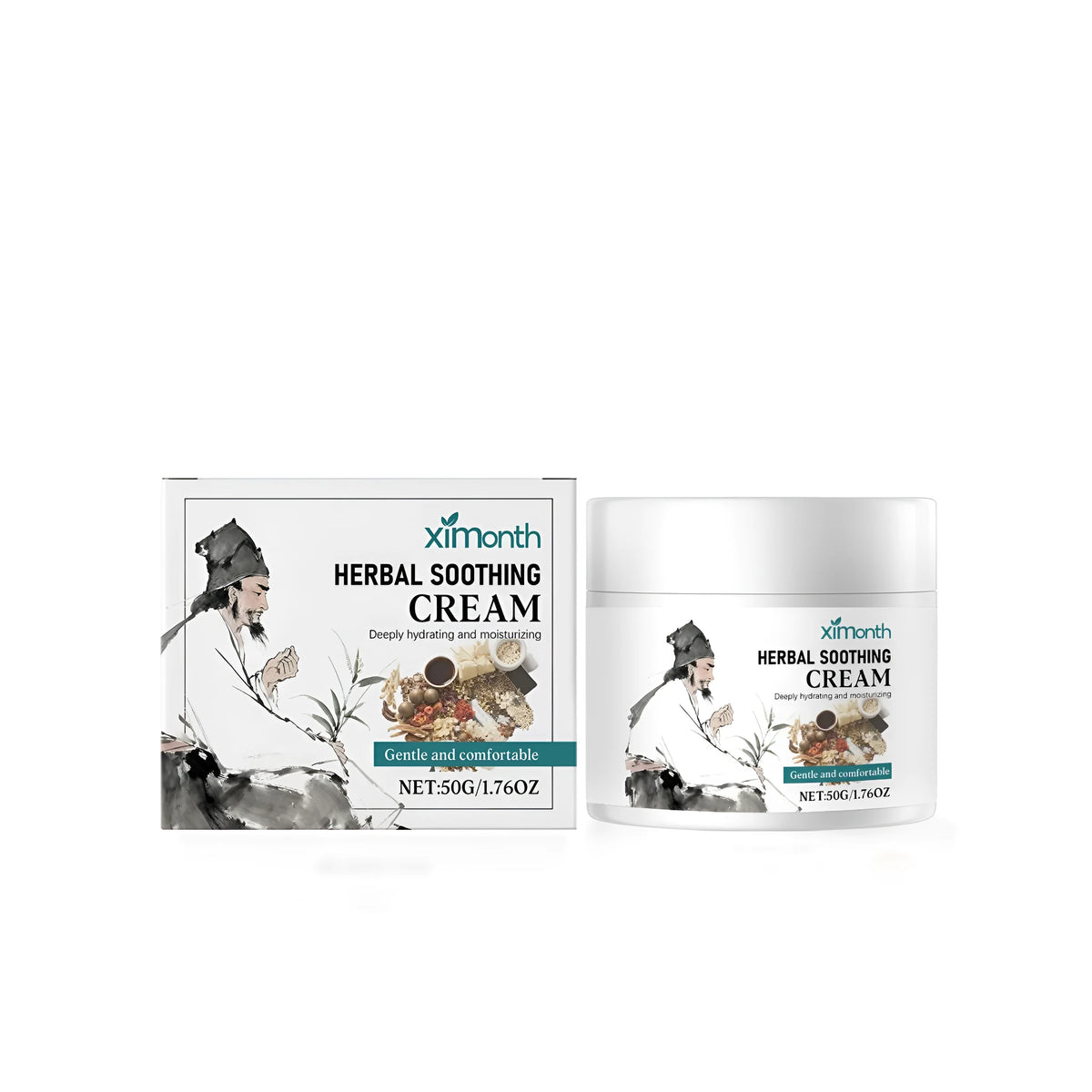 Herbal soothing cream 50g with ginseng root, saposhnikovia root and mint extract extracts