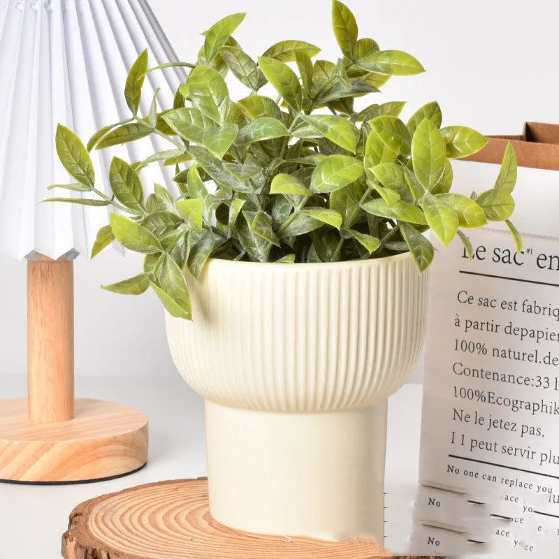 Roman column matte yellow ceramic flowerpot for indoor plant display