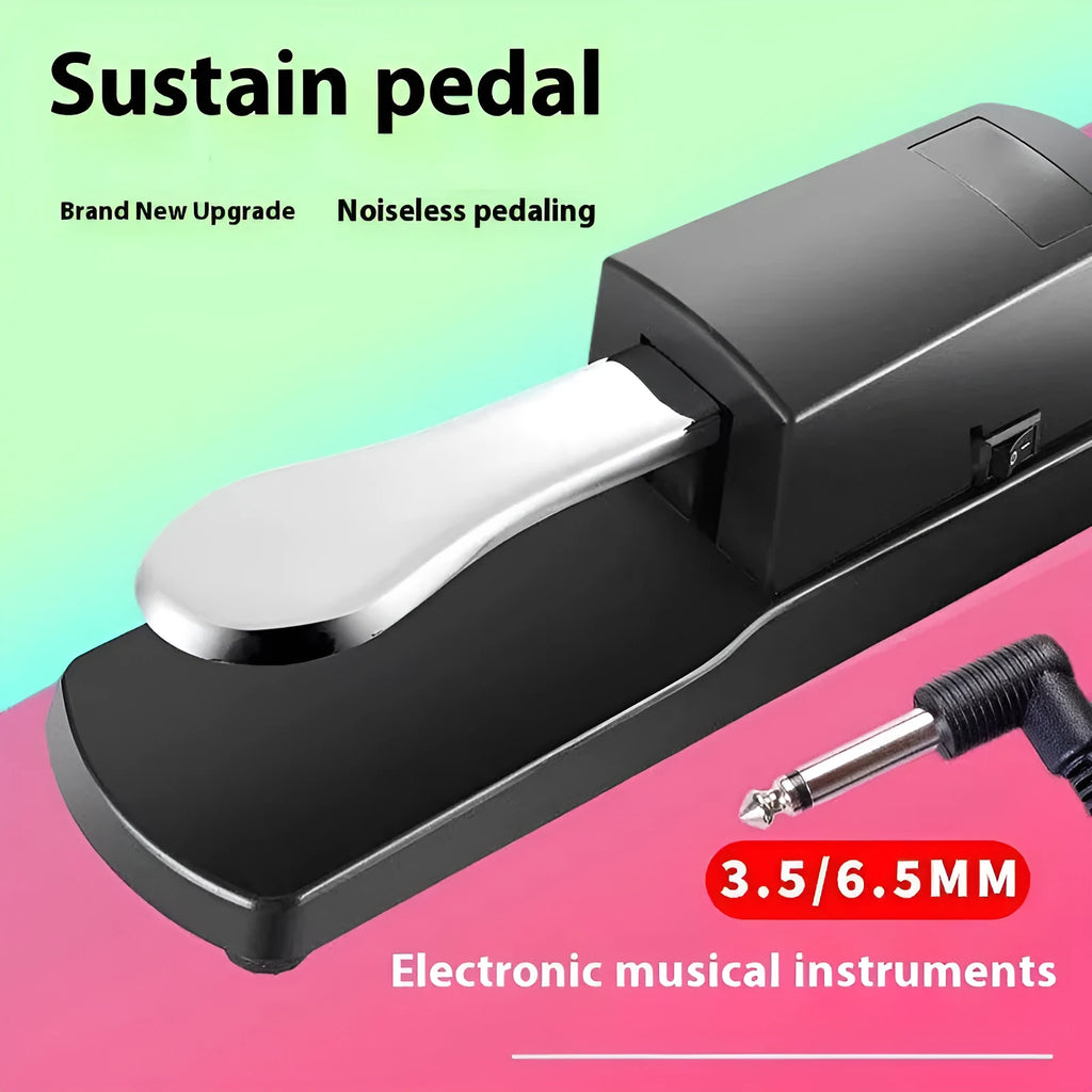Universal keyboard sustain pedal with ABS plastic body and anti-slip rubber base