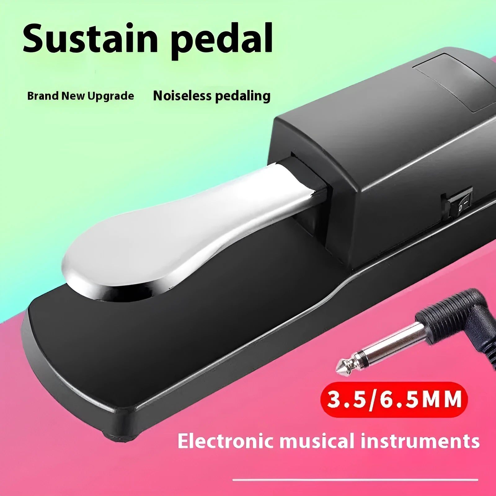 Universal keyboard sustain pedal with ABS plastic body and anti-slip rubber base