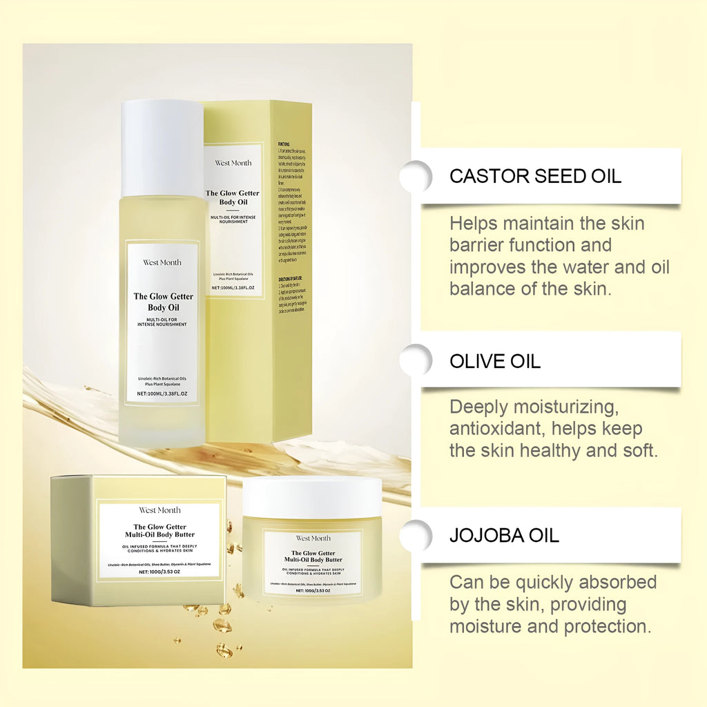 Nourishing and firming skin care kit with 100ml skincare oil and 100g moisturising cream set