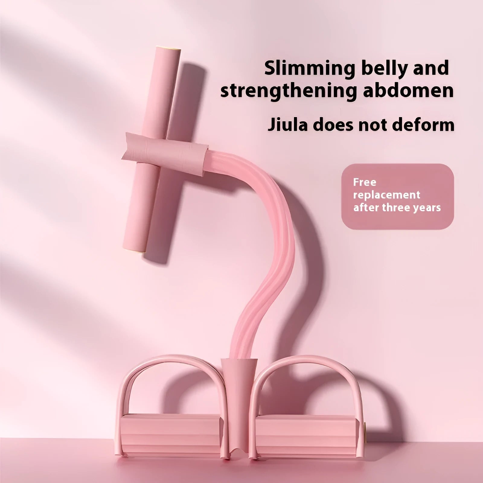 Purple TPR waist slimming belly pedal exercise device with a puller rope.
