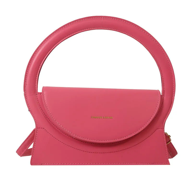 Horizontal square PU messenger bag with stitching detail and shoulder strap in choice of five colours