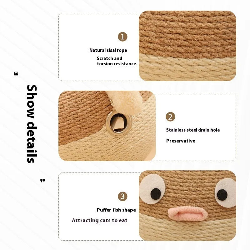 15cm cube puffer leakage food feeder toy for cats and dogs made from sisal hemp
