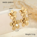 Women's stainless steel earrings with gold electroplated finish and floral butterfly design