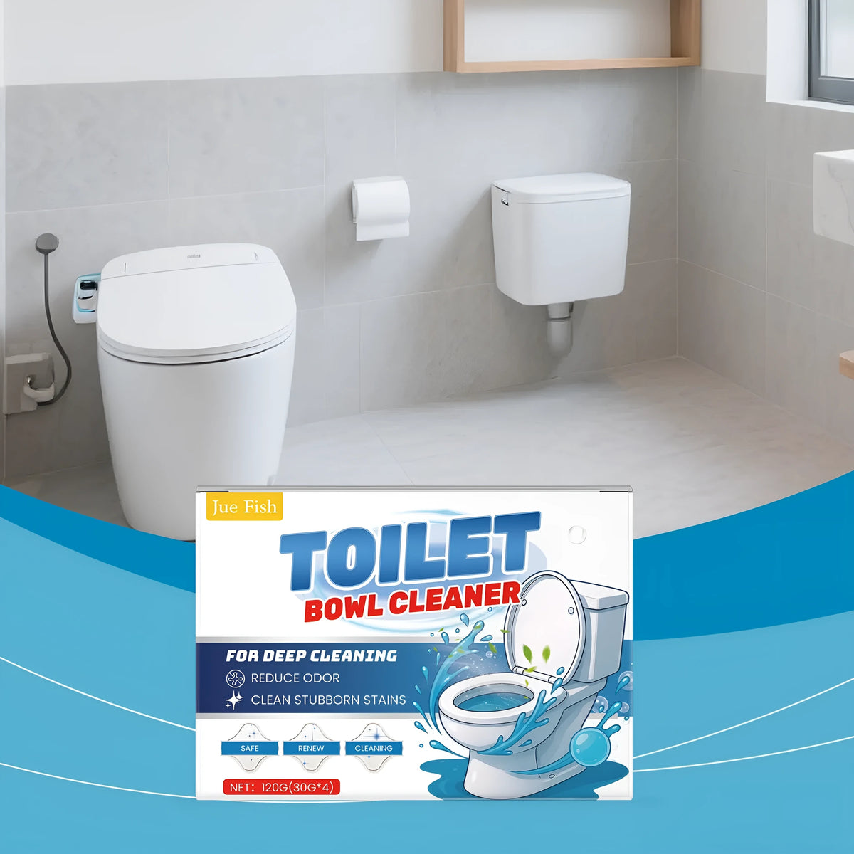 Toilet bowl cleaning powder in individual sachets for urine stain and odour removal