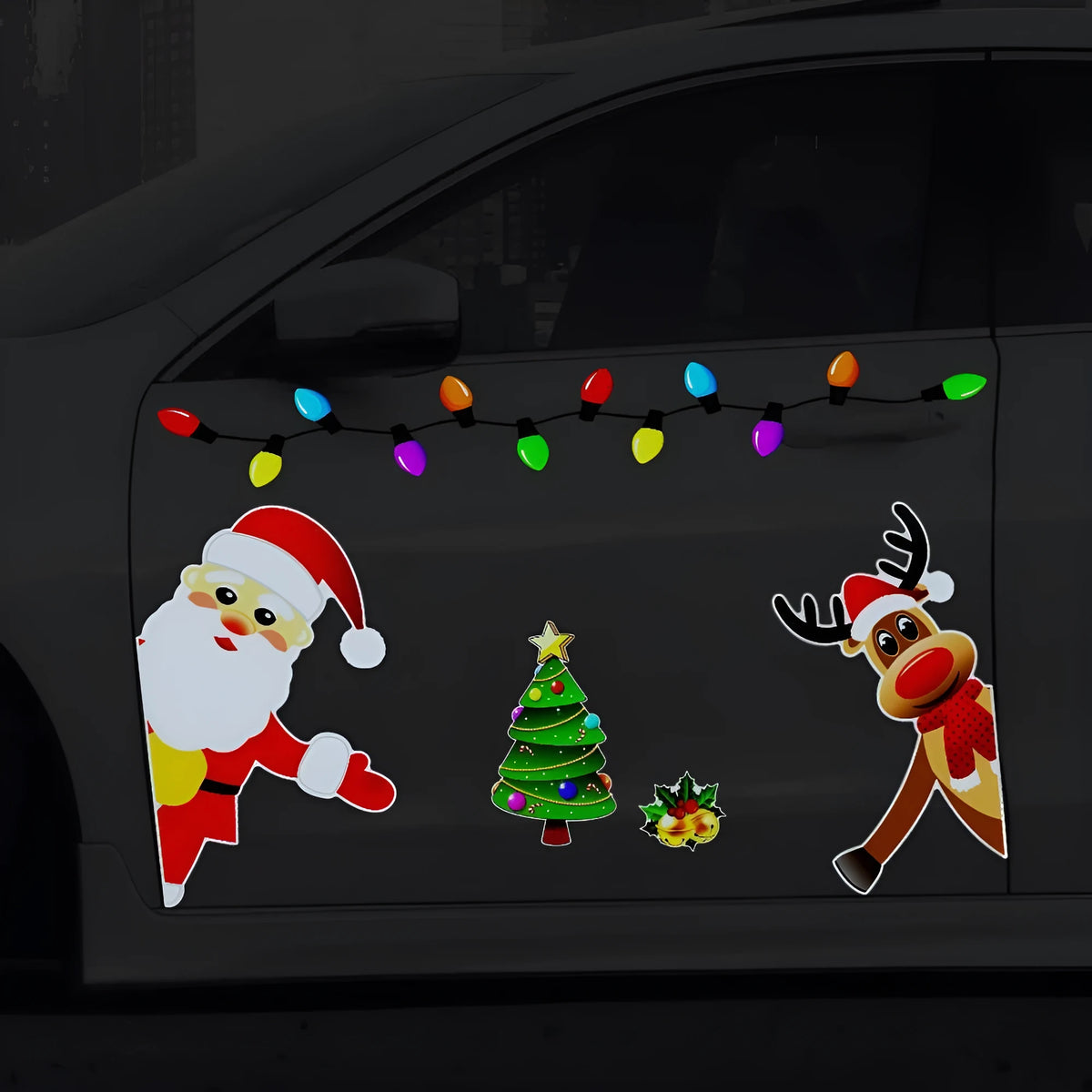 Christmas elk reflective magnetic car decoration sticker with cartoon design in RFM025 colour
