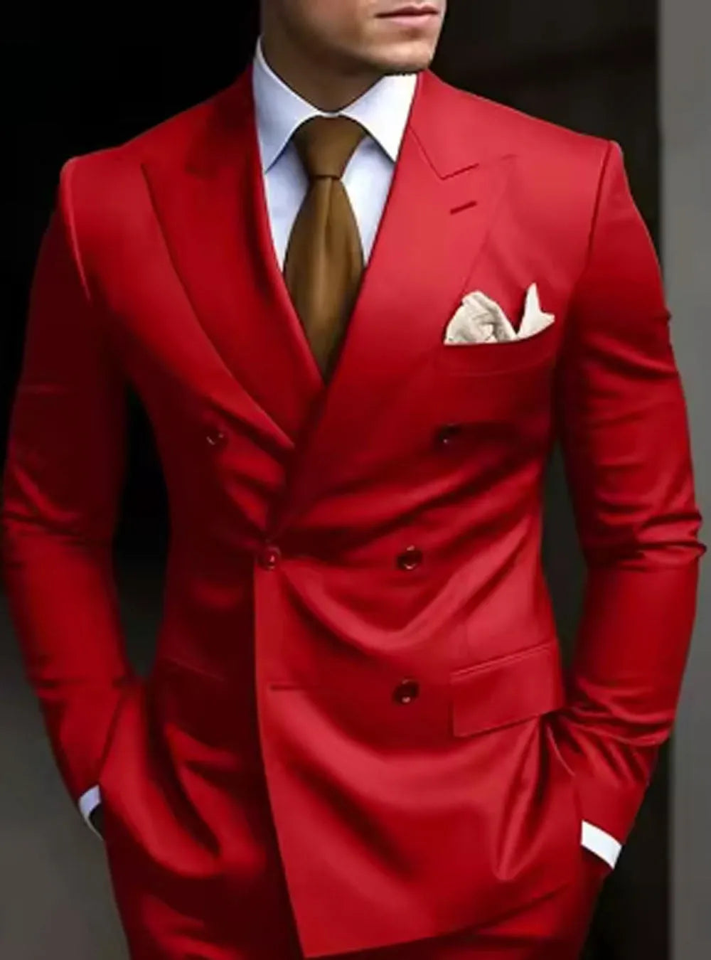 Man modelling a slim fit grey two-piece Korean style business suit.