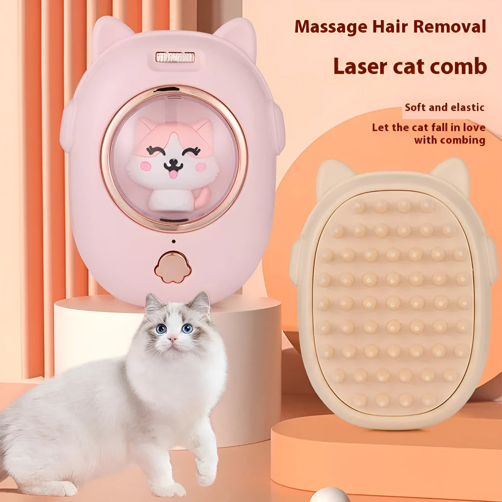 Pink and yellow multifunctional pet comb laser grooming tool for cats and dogs