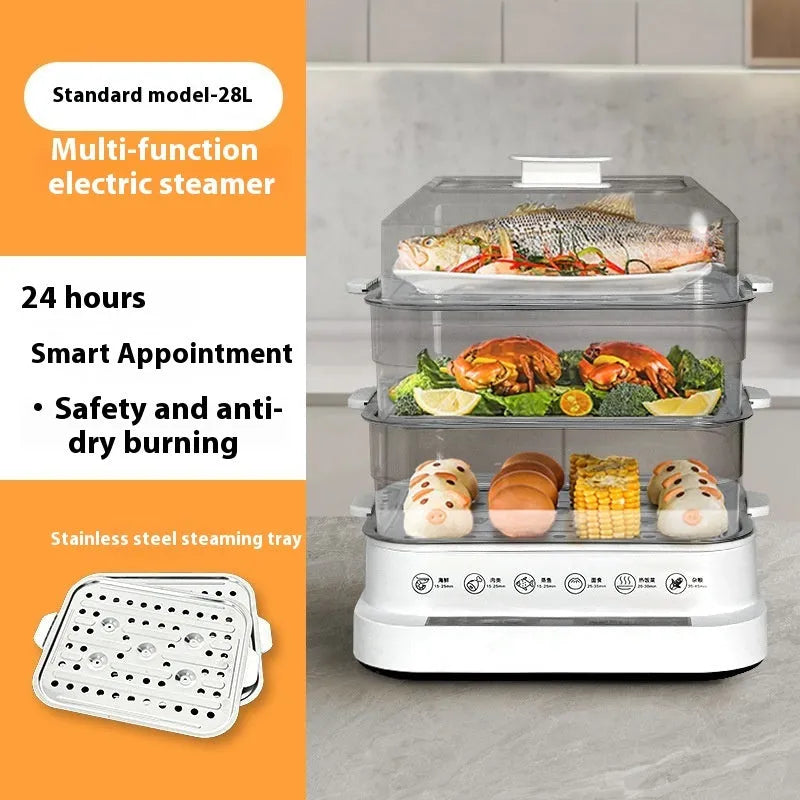 Electric household steamer with stainless steel rack and 800W power rating