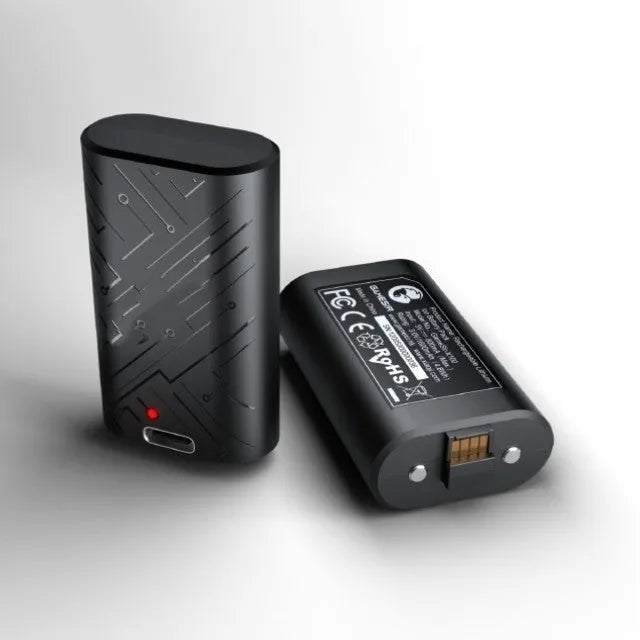 Black X100 Xbox controller lithium battery pack with two 1600mAh batteries and charging cable