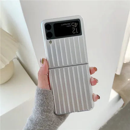 Samsung Z Flip3 ultra-thin flip phone case in seven colour options showing front and back views