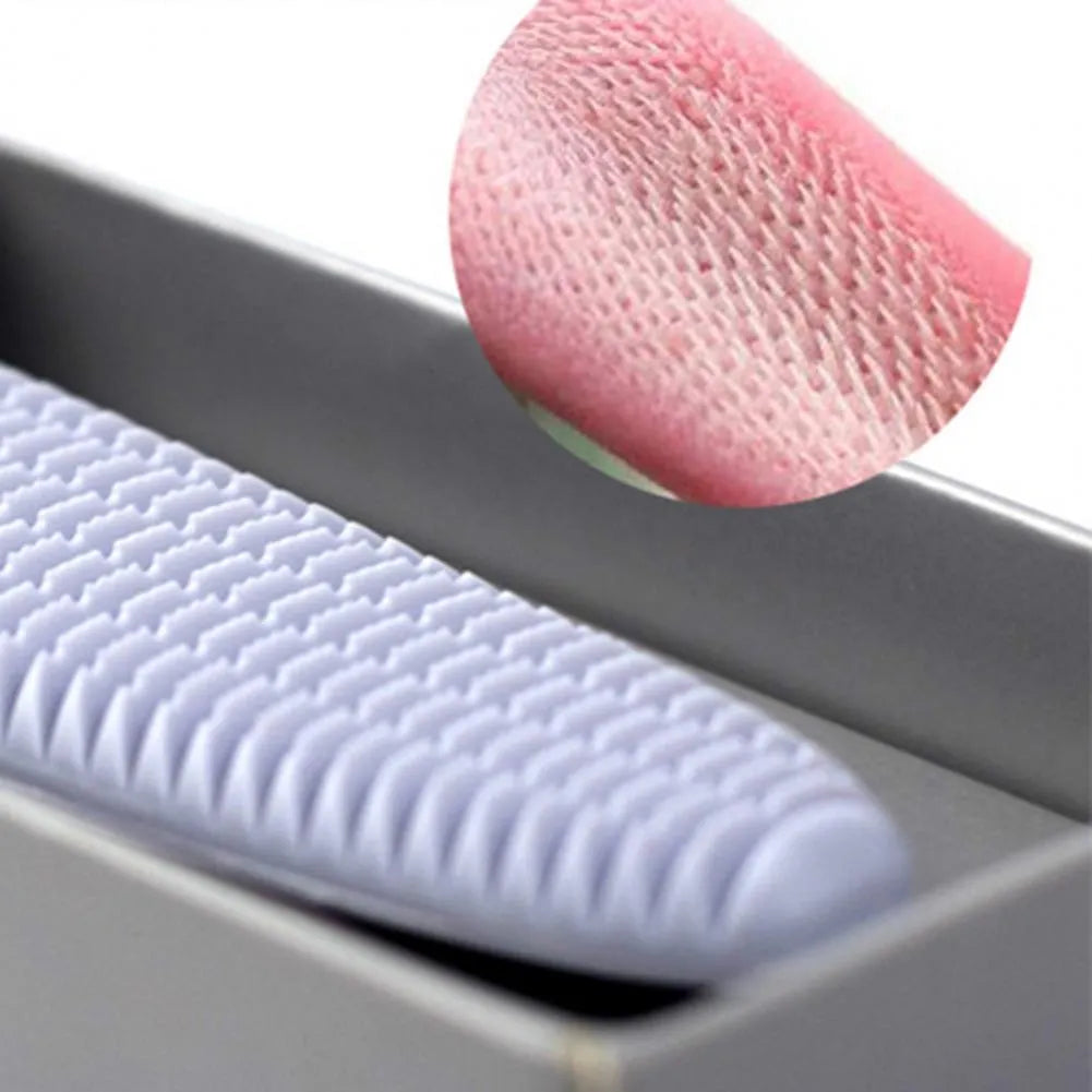 Grey and pink ABS cat grooming comb with tongue massage design and dual-ended grooming surfaces