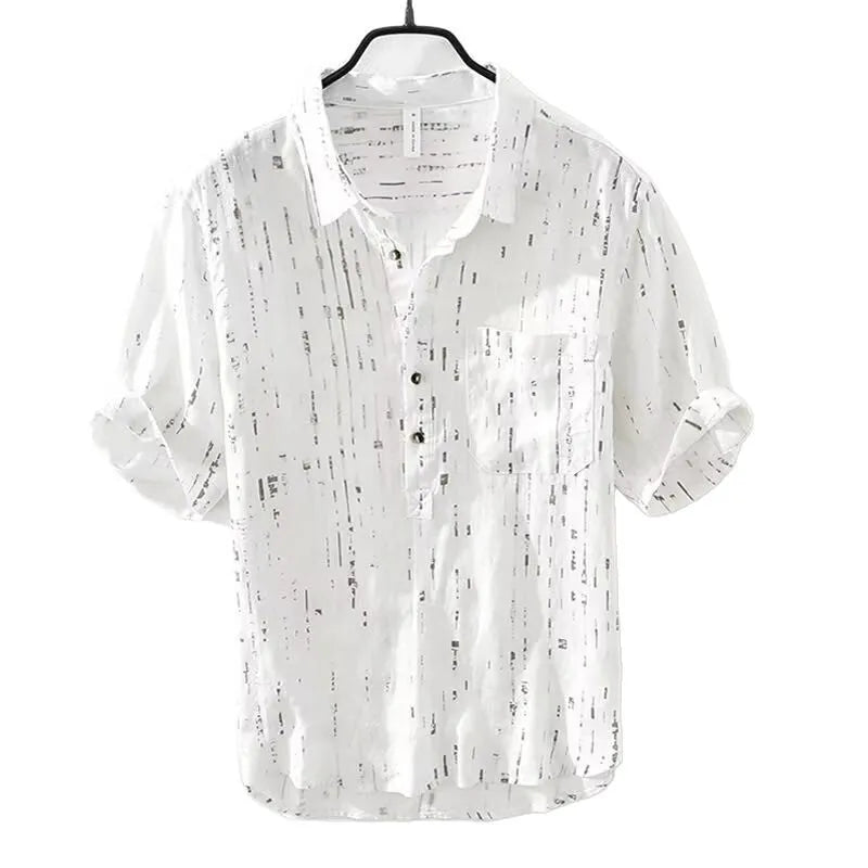 Mens black loose fit polo shirt with lapel collar design short sleeves summer casual wear