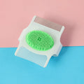 Blue multifunctional pet grooming comb with floating hair removal and massage bristles measuring 8.5cm