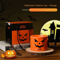 15cm pumpkin ceramic mug with handle in orange or white, with spoon and gift box