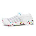 Men's camouflage flyknit water shoes with rubber sole and lace-up front.