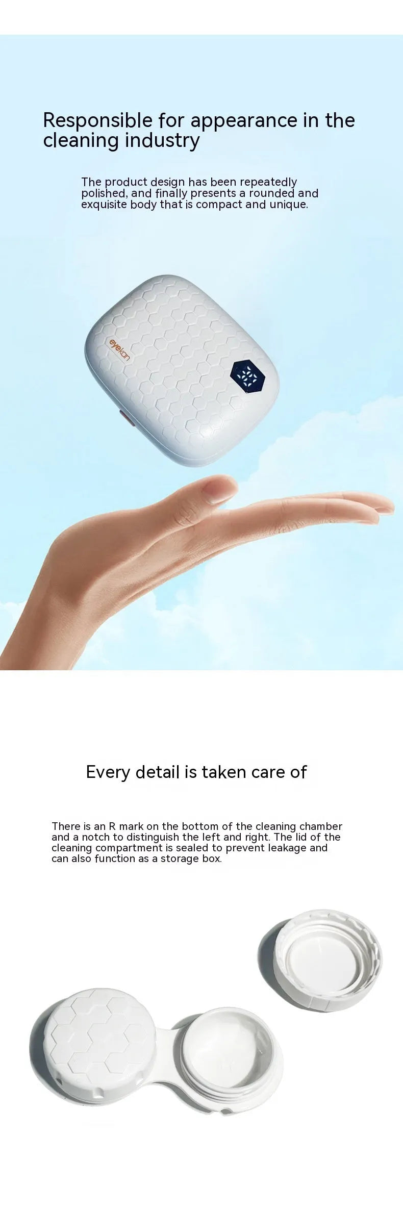 Automatic ultrasonic glasses cleaning machine for invisible glasses in pearl white, blue, or pink