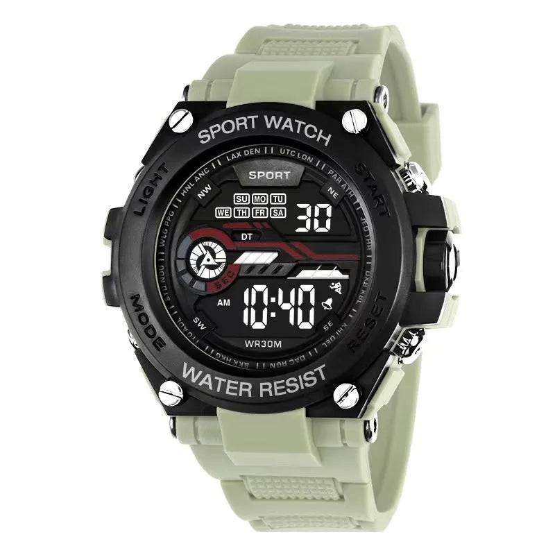 Electronic digital watch for teenagers in multiple colour options on wrist.