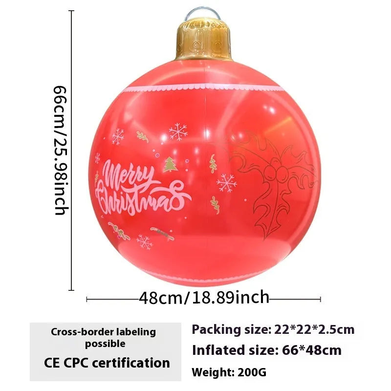 63cm inflatable Christmas ball with flashing LED lights in various designs for outdoor garden decoration