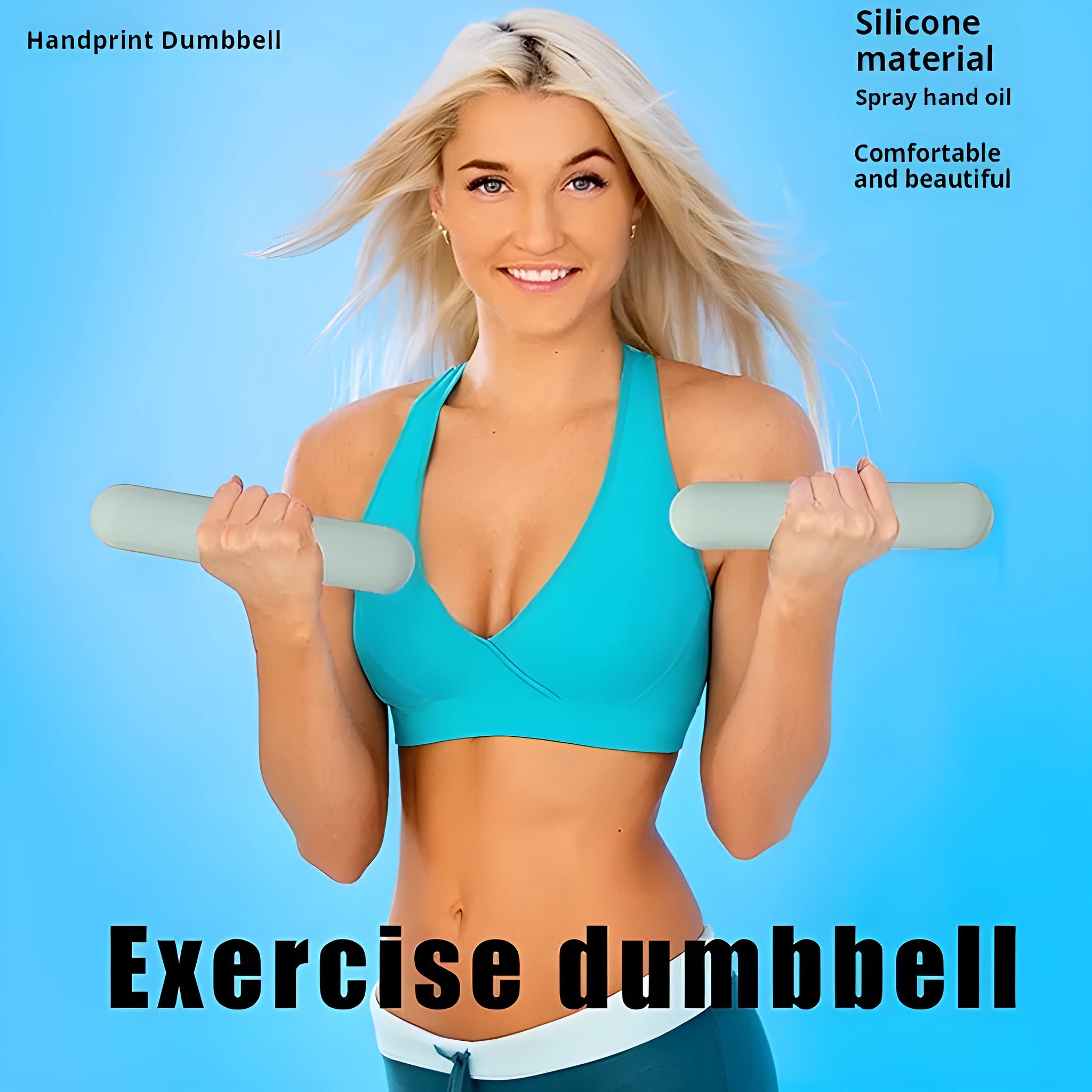Silicone-edged hand-drawn dumbbell stick in various colours and weights for fitness training.
