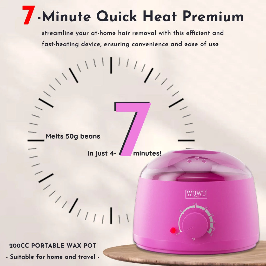 27-piece hair removal wax kit with heated machine, four wax bead colours, and applicator sticks