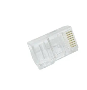 White RJ45 network modular plug with gold-plated contacts, 1000-piece bulk pack