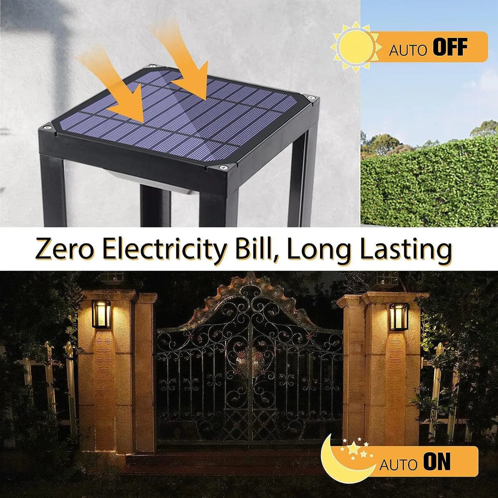 Modern solar outdoor wall lamp with IP65 waterproof rating for garden and courtyard lighting