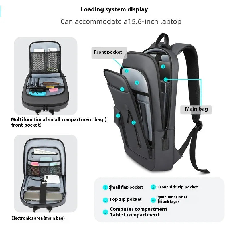 Lightweight men's Oxford cloth backpack in solid color for business commute and travel