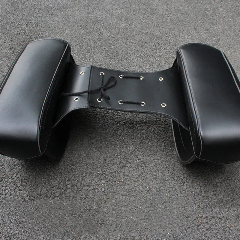 Motorcycle PU leather saddle bag with retro design and adjustable buckles