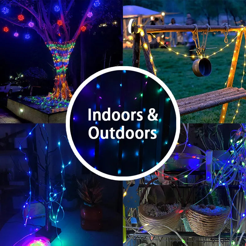 10-metre long LED festival light string with 100 colourful bulbs in multiple flashing modes.