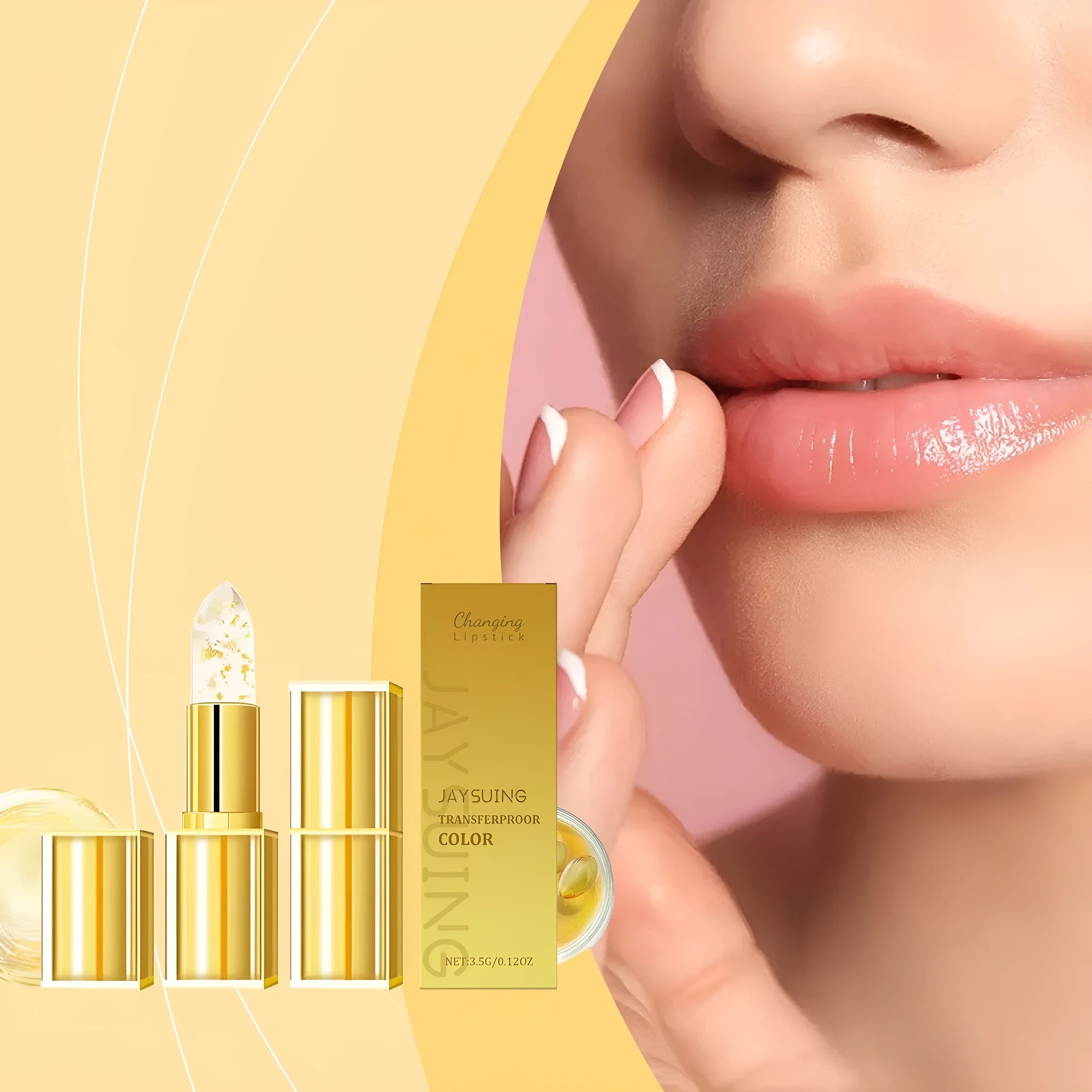 Gold Foil Nourishing Lipstick in a black case, 3.5g net weight.