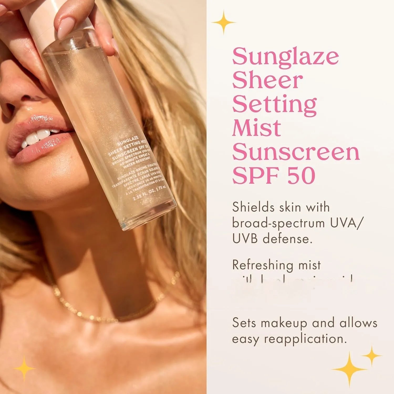 Standard 75ml makeup setting spray bottle with moisturising properties