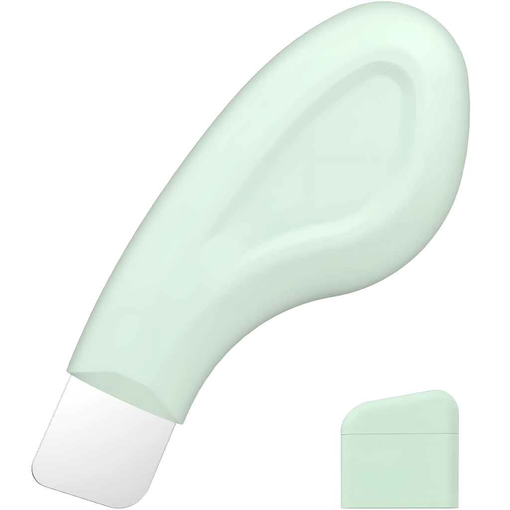 Stainless steel blackhead scraper facial tool with non-slip handle for pore cleansing