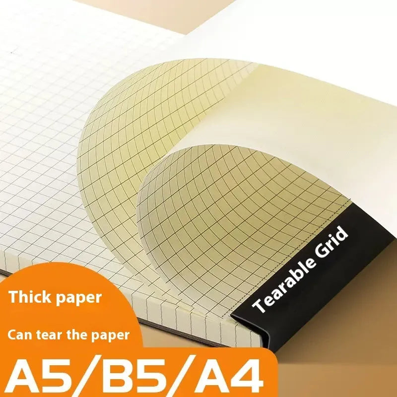 Writing pads in A5, B5 and A4 sizes with tearable pages in blank, grid and lined layout options