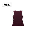 Women's dark red viscose sleeveless sweater vest with gold buttons and 3D patterns