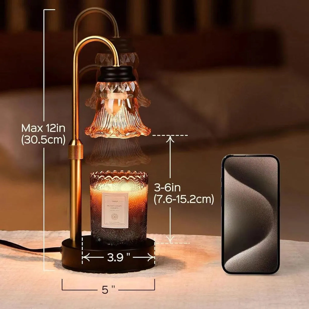 30.5cm bamboo aromatherapy wax melting lamp with lifting mechanism on wooden table