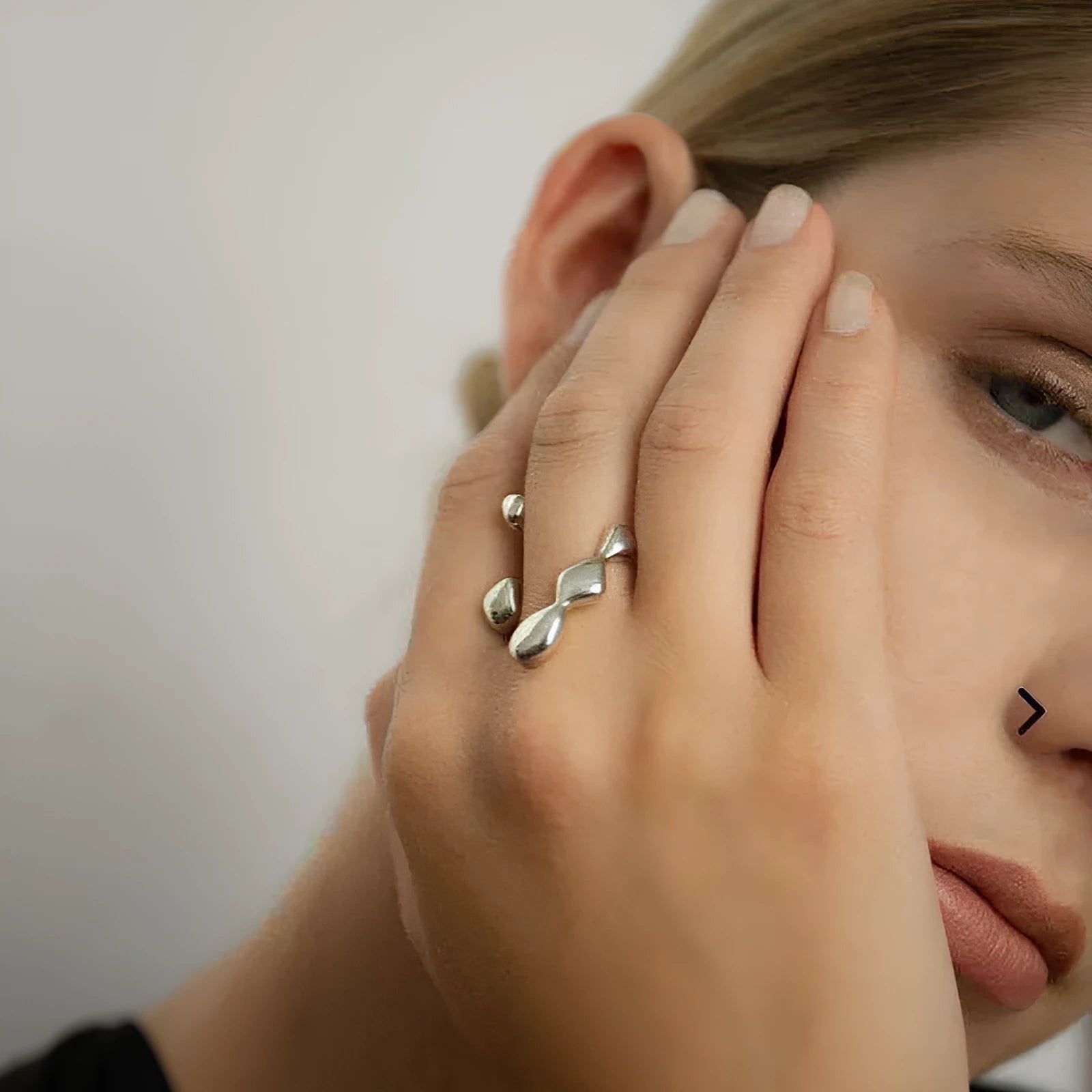 Brass adjustable opening ring with circular design in gold or silver finish for women