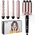 Rose gold five-in-one tube replacement hair curler with LCD screen and negative ion technology