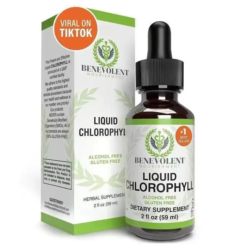 60ml bottle of natural liquid chlorophyll drops for adult intestinal care dietary supplement
