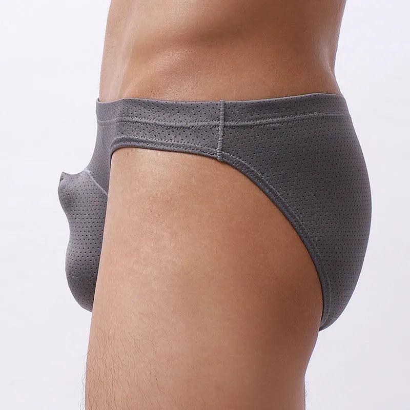 Men's transparent nylon underwear in loose fit showing breathable fabric construction