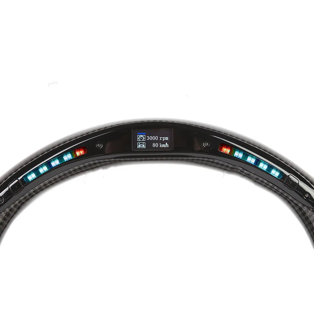 Black carbon fibre steering wheel for BMW X3 X5 with LED controls and heating function