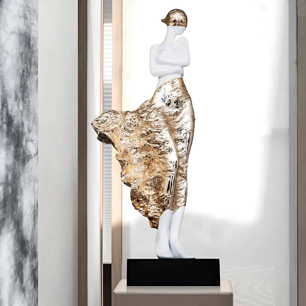 48cm metallic character sculpture ornament in rose gold or silver finish