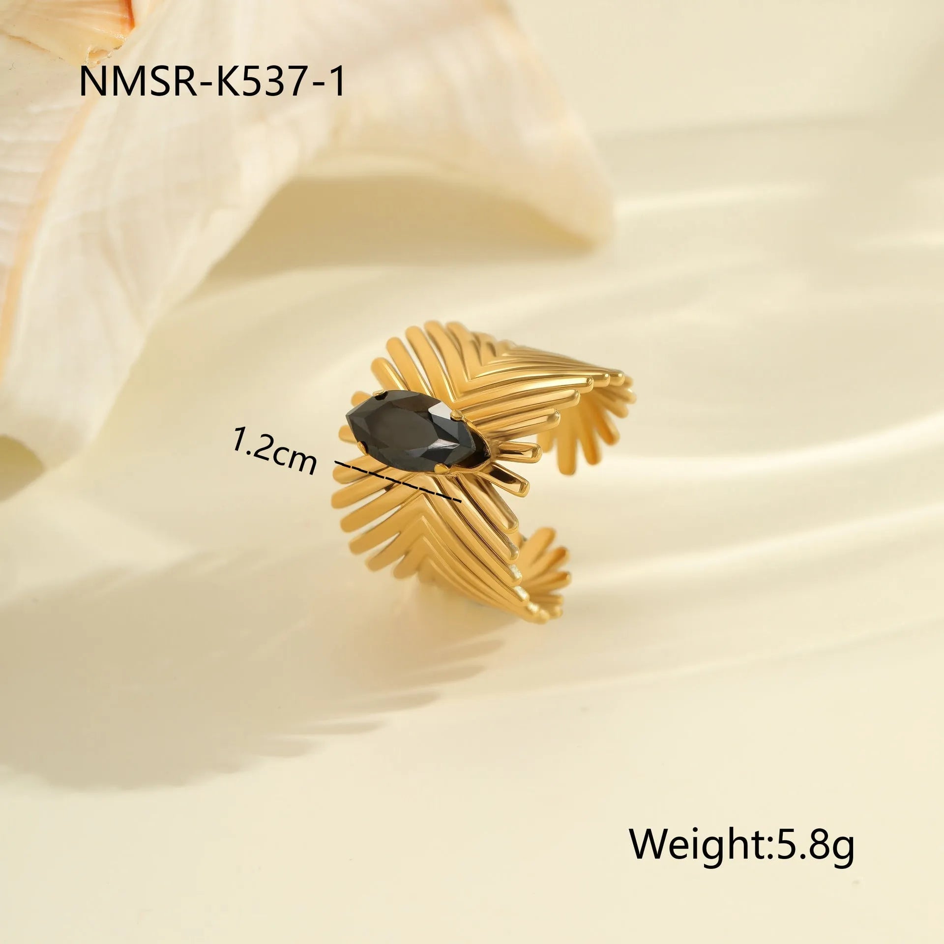 Adjustable geometric stainless steel ring with zircon inlays for women