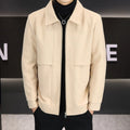 Casual polo collar jacket in cotton blend fabric with side seam pockets
