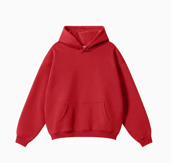 Men's cotton terry hooded sweater in loose fit with drop-shoulder sleeves available in multiple colours