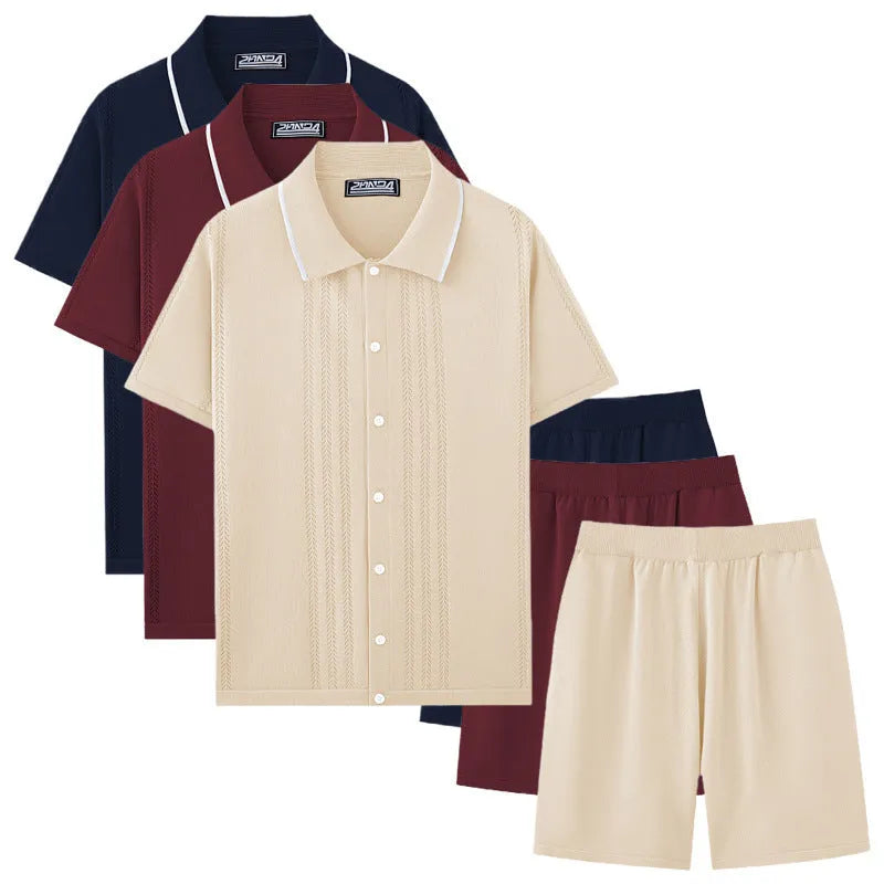 Tencel fabric short sleeve top and matching shorts two-piece set in a casual colour.