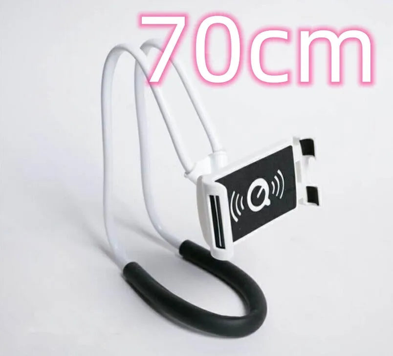 Universal smartphone holder showing 360-degree rotation, compatible with iPhone and Samsung phones, in multiple colours.