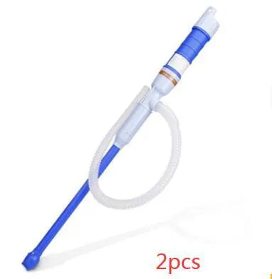 Blue manual hand-operated siphon pump for fuel oil gasoline liquid transfer