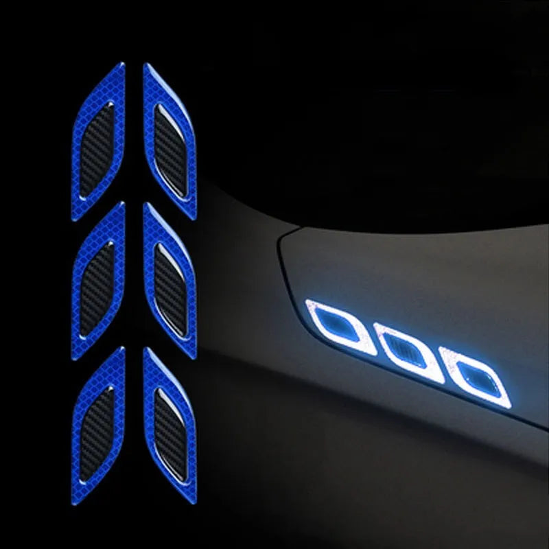 Blue reflective warning tape strips for car wheel bumper protection with universal fit design